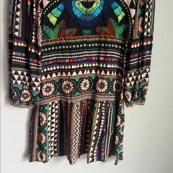 Farm Rio for Anthropologie Carlotta abstract patterned long-sleeve dress XS - Picture 8 of 11